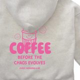 Hoodie Adulte Coffee Before Chaos Pink | Fleux | 7