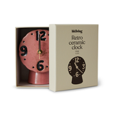 Horloge Rétro en céramique - h 16,2 cm - Rose | Fleux | 14