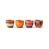 Lot de 4 Tasses à Café Java en Céramique 70'S - 8 x 7 cm | Fleux | 7