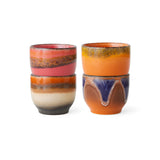 Lot de 4 Tasses à Café Java en Céramique 70'S - 8 x 7 cm | Fleux | 4